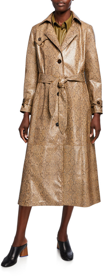 Nanushka Chiara Vegan Leather Snake-Print Trench Coat - ShopStyle