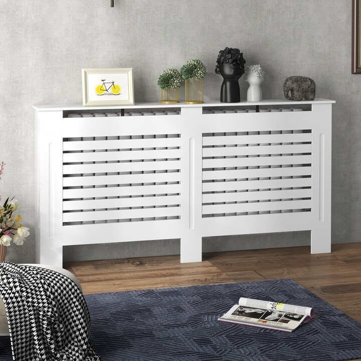 HOMCOM Painted Radiator Cover Wooden Cabinet Shelving Display ...
