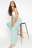 Thumbnail for your product : boohoo High Waisted Seam Front Wide Leg Trousers