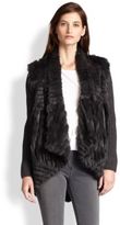 Thumbnail for your product : Haute Hippie Detachable Knit-Sleeved Rabbit Fur Jacket