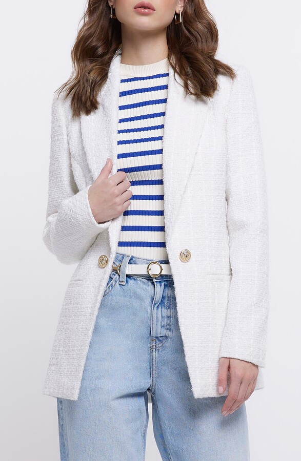 River Island Bouclé Blazer ShopStyle