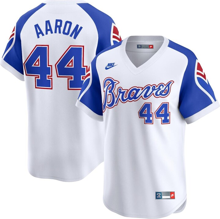 Nike Men's Hank Aaron White Atlanta Braves Throwback Cooperstown Limited Jersey