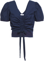 Thumbnail for your product : Isolda Ruched Stretch-cotton Poplin Top