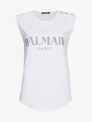 Balmain Sleeveless Logo T-Shirt