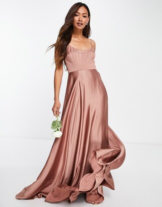 copper satin maxi dress