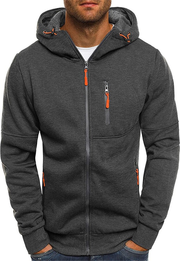 oglccg Mens Hoodie Sweatshirt Jackets Plus Size Long Sleeve Zipped Hoodie  Jumper Tops Sweater Fit Solid Hooded Sweatshirt Sports Tops with Pockets  Outdoors Sports Running - ShopStyle