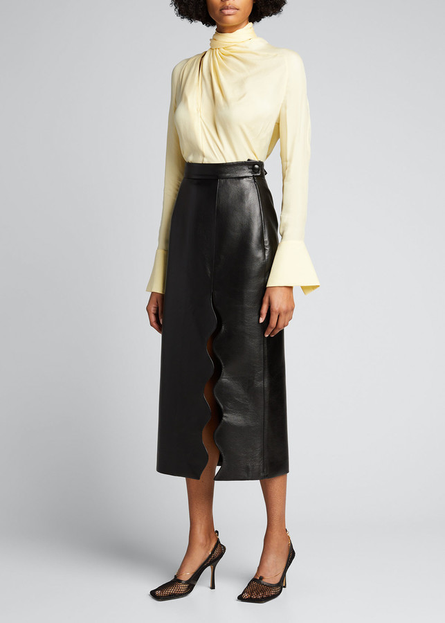 kjol onlcelina faux leather midi skirt