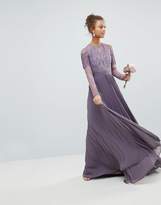 Thumbnail for your product : ASOS DESIGN Long Sleeve Lace Pleated Maxi Dress