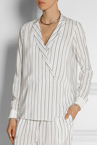 Thumbnail for your product : Tibi Wrap-effect striped silk crepe de chine top