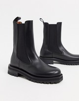 Thumbnail for your product : And other stories & leather tall chunky flat boots in black