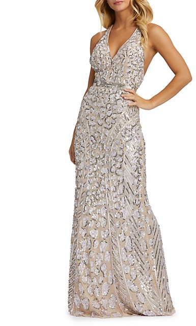 mac duggal floral sequin gown