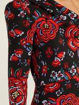 Thumbnail for your product : Rebecca De Ravenel Rose Print One Shoulder Silk Gown - Womens - Black Multi