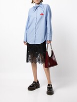 Thumbnail for your product : No.21 Lips-Embroidered Tie-Neck Shirt