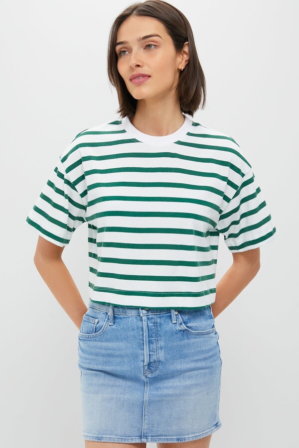 Askk Ny Thin Green Stripe Cuff Tee