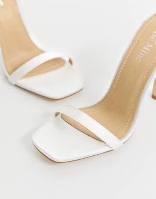 Barely There Be Mine Bridal Lylie ivory satin diamante strap sandals-White
