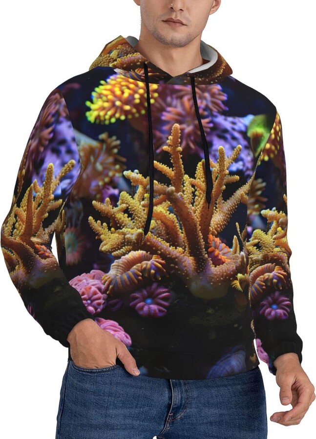 Juandeng Coral Reef Men'S Ultimate Sweatshirt Adult Long Sleeve Hoodies Stylish Pullover Hoodie With Pocket Black