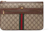 Gucci - Ophidia Textured Leather-trimmed Printed Coated-canvas Pouch - Brown