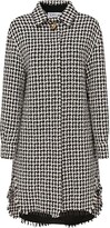 Houndstooth-Pattern Long Sleeved Coat 
