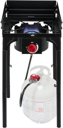 Hike Crew Cast Iron 1-Burner Outdoor Gas Stove 75,000 BTU Portable Propane-Powered Cooktop w/ Blue Flame Control, Removable Legs, Temperature...