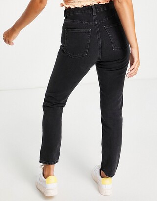 Monki Kimomo high waist mom jeans with cotton in wash black - BLACK -  ShopStyle