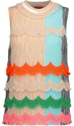 Missoni Frayed Crochet-Trimmed Stretch Wool-Blend Top