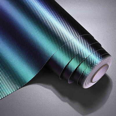 Yescom 5x92 FT 3D Carbon Fiber Vinyl Wrap Film Roll w/ Air Release Chameleon Gradient