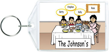 Printed Perfection Personalized Family Dinner - Single Mom 1 boy 2 girls Acrylic Key Chain