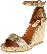 Thumbnail for your product : Valentino Metallic Leather Rockstud Espadrille Sandal, Skin/Light Cuir