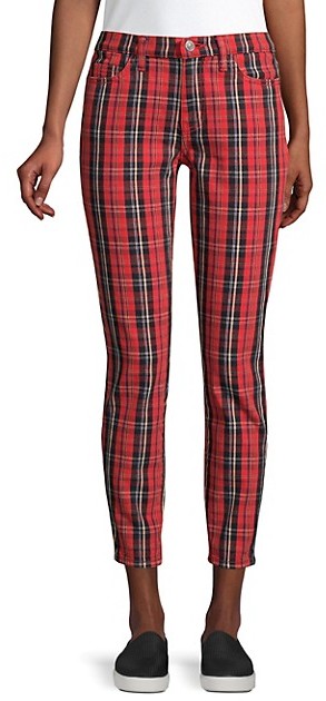 red plaid jeans womens