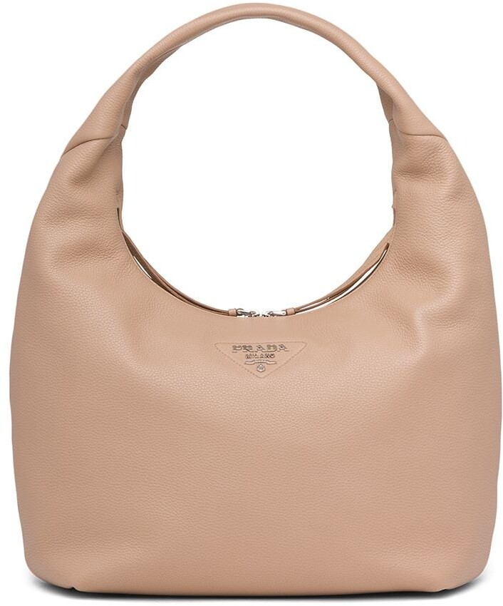 Prada LogoPlaque Leather Shoulder Bag ShopStyle