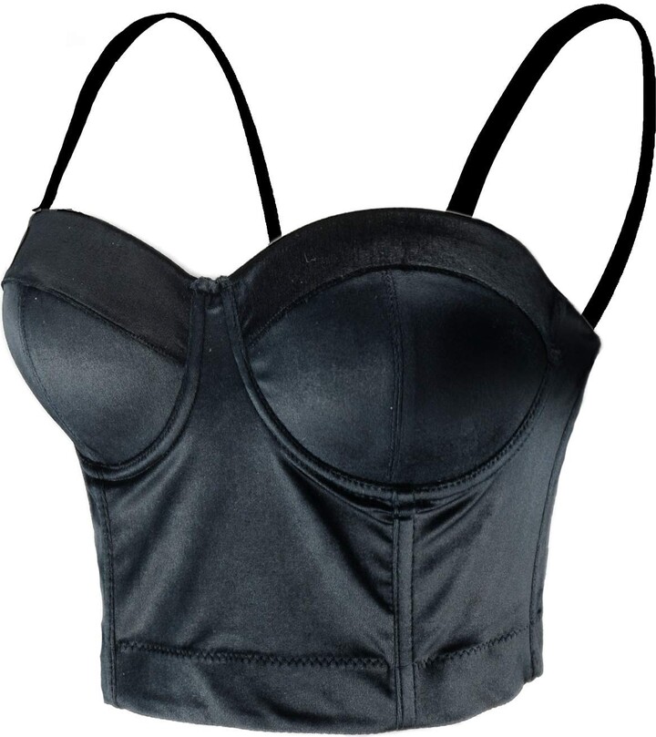 ELLACCI Velvet Soft Bustier Crop Top Push Up Women's Corset Top Bra