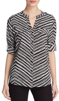 Calvin Klein Women's Roll Sleeve Blouse with Print