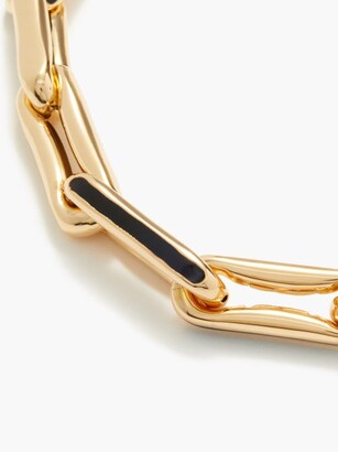 LAUREN RUBINSKI Enamel & 14kt Gold Link-chain Necklace - Black