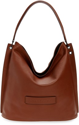 New Longchamp 3D Leather Hobo Bag, Olive MSRP $760