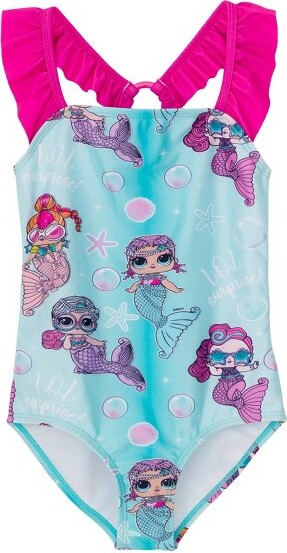 L.O.L. Surprise! L.O.L.Surprise!MermaidLittleGirlsRacerbackUPF50+OnePieceBathingSuitTurquoise/Pink4