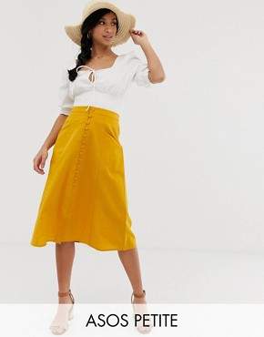 ASOS Petite DESIGN Petite midi skirt with button front