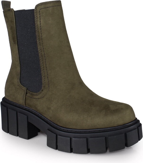 Soda Sunglasses Women’s Dark Olive Green Chelsea Booties