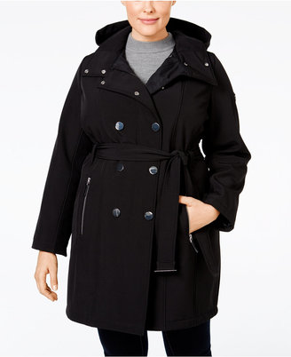 Calvin Klein Size Double-Breasted Water-Resistant Hooded Coat