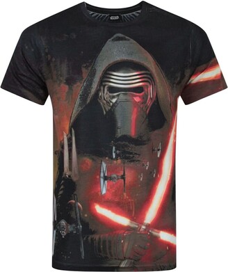 Star Wars Mens Force Awakens Kylo Ren Lightsabre Sublimation T-Shirt (Black)