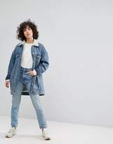Thumbnail for your product : Weekday Longline Denim Jacket with Fleece Lining