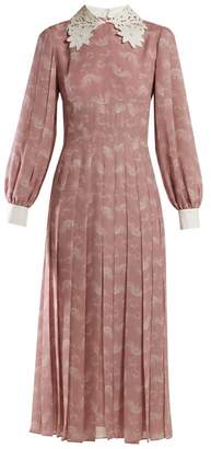 Fendi Lace Collar Paisley Print Silk Midi Dress - Womens - Pink Print