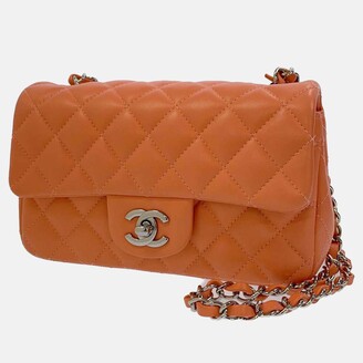 Chanel Orange Leather Classic Mini Flap Shoulder Bag - ShopStyle