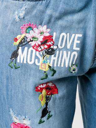 Love Moschino embroidered details distressed jeans