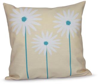 16 in. x 16 in. Daisy May Floral Print Pillow in Purple