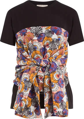 Emilio Pucci Cotton T-Shirt with Printed and Draped Detail