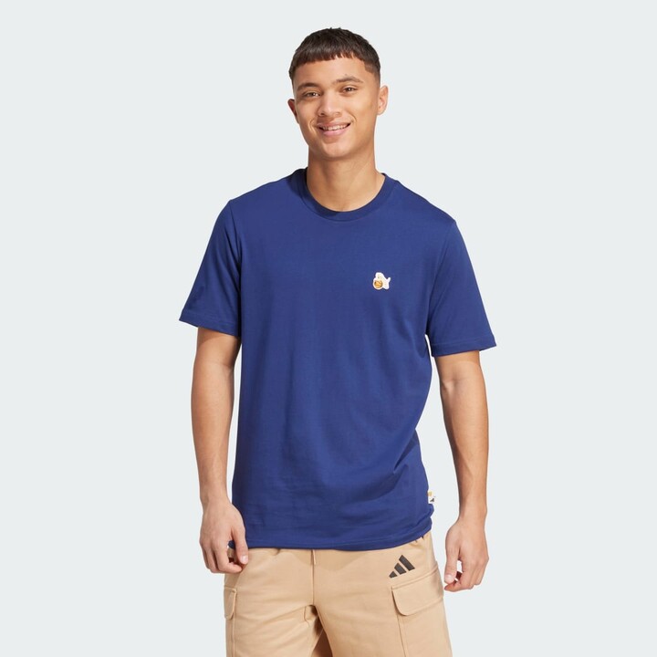adidas Dog Hoop Patch Graphic Tee Dark Blue XS Mens