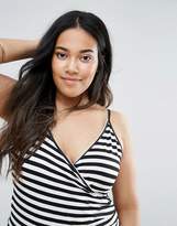 Thumbnail for your product : ASOS Curve Cami Body With Wrap Front In Stripe