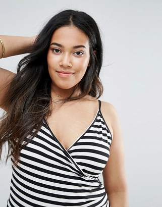 ASOS Curve Cami Body With Wrap Front In Stripe