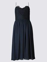 Thumbnail for your product : M&S Collection Floral Lace Gathered Hem Slip Midi Dress