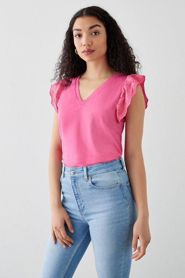 Frill Sleeve Pink Tops